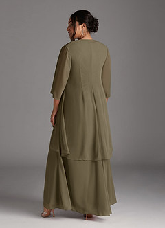 Azazie Manuella vestidos de madre de la novia Vestido de Verde Sauce de Gasa de Corte En A con Cuello en V plisado image15