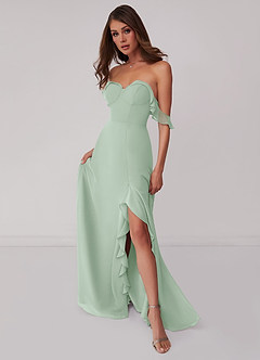 Barbie ♥ Azazie Bridesmaid Dresses Agave A-Line Off the Shoulder Chiffon Convertible Dress image1
