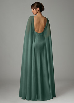 Azazie Stefania Bridesmaid Dresses Eucalyptus A-Line Stretch Satin Dress image4