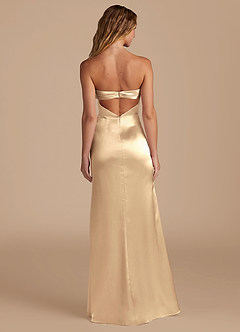 Azazie Leonis Vestidos de damas de honor Vestido de Oro de Satén Metálico de Corte Sirena Convertible con Plisado image6