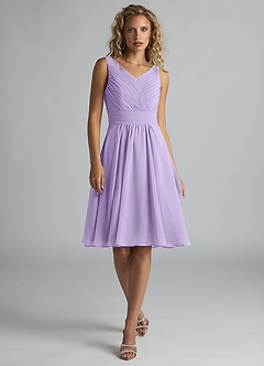Azazie Grace Bridesmaid Dresses Lilac A-Line Pleated Chiffon Dress image1
