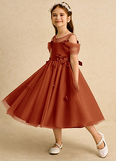 Azazie Juni vestidos de niña de las flores Vestido de Pimenton de Tul de Princesa con Plisado image3