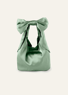 Matching Color Stretch Satin Bow Handbag