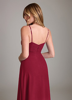 Azazie Terese Bridesmaid Dresses Burgundy A-Line Pleated Chiffon Dress image7
