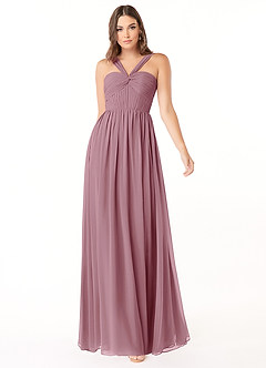 Azazie Dionne Bridesmaid Dresses Vintage Mauve A-Line Corset Chiffon Dress image1
