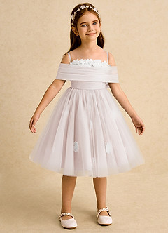 Azazie May Flower Girl Dresses Rose Petal Ball-Gown Pleated Tulle Dress image7