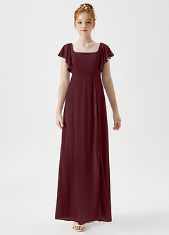 Azazie Bondi Junior A-Linie Seitliche Cut-Outs Gittergewebe Kleid Cabernetrot image4