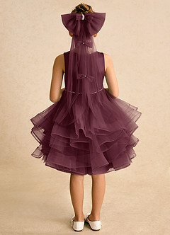 Azazie Tinie Flower Girl Dresses Cabernet Ball-Gown Bow Tulle Dress image6