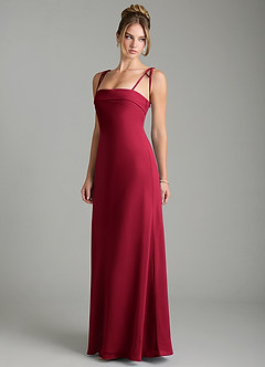 Azazie Ellia Abiti da Damigella Abito A-Line in Chiffon Fiocco Borgogna image3