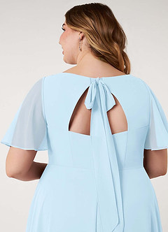 Azazie Kimber Bridesmaid Dresses Sky Blue A-Line Flounce Sleeve Chiffon Dress image14