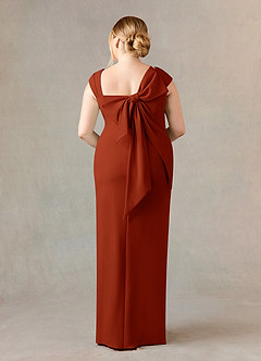 Azazie Ellen Mother of the Bride Dresses Rust Sheath Side Slit Stretch Crepe Dress image8