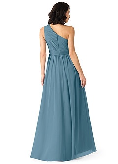 Azazie Mathilda Final Sale Agave A-Line One Shoulder Chiffon Dress image2