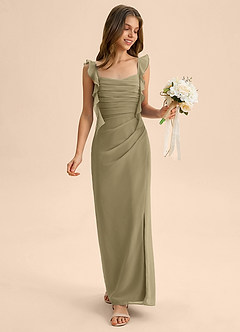 Azazie Jessamine Junior Moss Green Mermaid Sweetheart Neckline Chiffon Dress image3