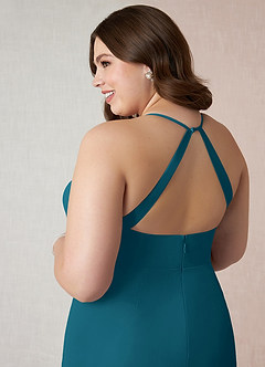 Azazie Becca Bridesmaid Dresses Ink Blue Sheath V-Neck Chiffon Dress image11