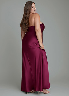 Azazie Saylor Bridesmaid Dresses Red Plum Mermaid Strapless Stretch Satin Dress image12