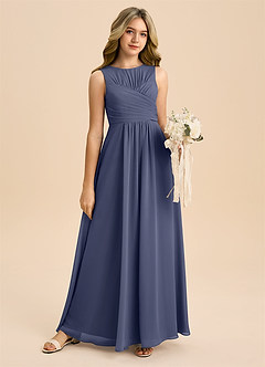 Azazie Skyla Junior Stormy A-Line Pleated Chiffon Dress image6