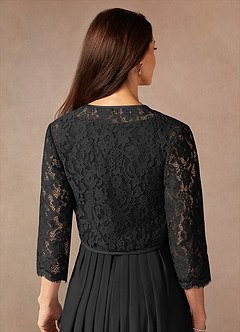 Azazie Ainsling Mother of the Bride Dresses Black A-Line Square Neckline Lace Chiffon Dress image9