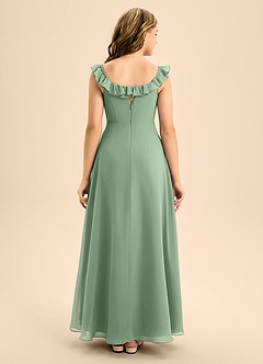 Azazie Callie Junior Jurk van Chiffon met A-Lijn Ruches Matcha image2