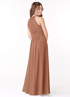 Azazie Bonnie Junior Bronzer A-Line Pleated Chiffon Dress image3