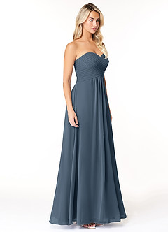Azazie Yazmin Abiti da Damigella Abito Convertibile A-Line in Chiffon Scollo a Cuore Blu Nettuno image5