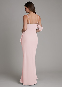 Azazie Yura Bridesmaid Dresses Blushing Pink Mermaid Off the Shoulder Chiffon Dress image3