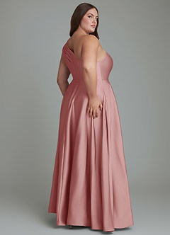 Azazie Melanie Jurken voor bruidsmeisjes Jurk van Stretch Satijn met A-lijn Off-shoulder Stoffige Roos image8