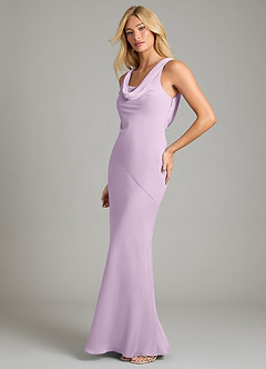 Azazie Rylina Bridesmaid Dresses Frosted Lilac Mermaid Pleated Chiffon Dress image4