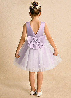 Azazie Esme Flower Girl Dresses Frosted Lilac Ball-Gown Bow Tulle Dress image8