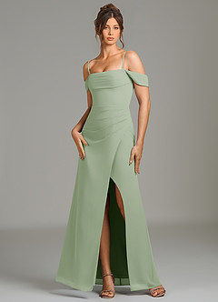 Azazie Jalice Bridesmaid Dresses Dusty Sage Mermaid Off the Shoulder Chiffon Dress image6