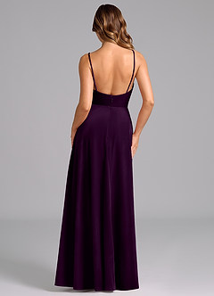 Azazie Sarella Bridesmaid Dresses Grape A-Line Pleated Velvet Dress image2