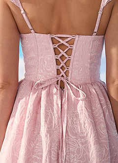 Barbie™ ❤ AZAZIE 4005 Lace-up Flutter Spaghetti Strap Jacquard Dress image5