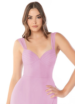 Azazie Audre Bridesmaid Dresses Candy Pink Mermaid Pleated Chiffon Dress image5