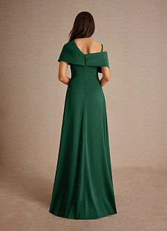 Azazie Milton Kleider für die Brautmutter A-Linie Plissee Stretch-Satin Kleid Dunkelgrün image4