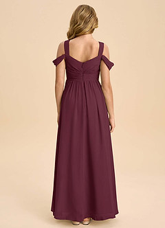 Azazie Lianne Junior Cabernet A-Line Off the Shoulder Chiffon Dress image7