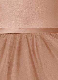 Azazie Marybell Robe Demoiselle D'honneur Fillette Robe Trapèze en Tulle Arc Champagne Rosé image4
