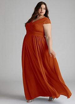 Azazie Organa Bridesmaid Dresses Paprika A-Line Pleated Chiffon Dress image9