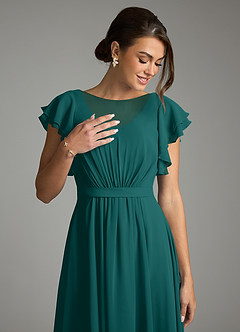 Azazie Daphne Modest Bridesmaid Dresses A-Line Ruffled Chiffon Floor-Length Dress image5