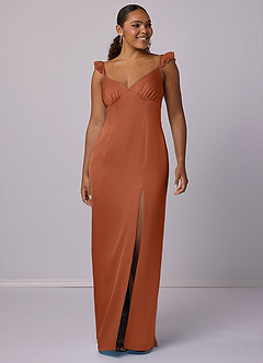 Barbie ♥ Azazie Bridesmaid Dresses Cedar Rose Sheath Stretch Satin Dress image8