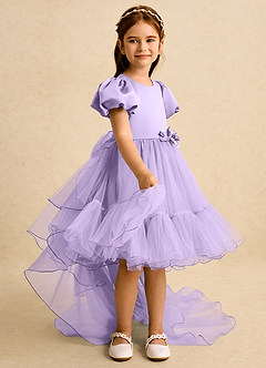 Azazie Cocoa vestidos de niña de las flores Vestido de Lila de Tul de Princesa con Plisado image8