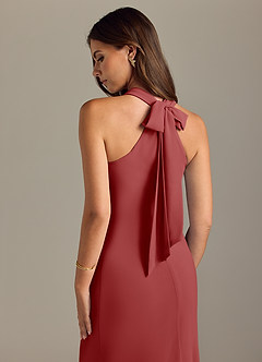 Azazie Doretta Bridesmaid Dresses Rust Mermaid Pleated Chiffon Dress image2