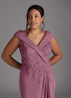Azazie Calathea Mother of the Bride Dresses Vintage Mauve A-Line Lace Dress image10
