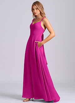 Azazie Beatrice Venta final Vestido de Fucsia de Gasa de Corte en A con Escote de Corazón image5