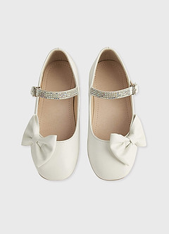 front Bow and Gliter Girls Flat Shoes