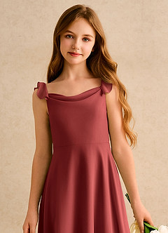 Azazie Puppy Girls Formal Flower Girl Dresses Terracotta A-Line Pleated Chiffon Dress image6