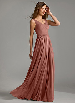 Azazie Keyla Bridesmaid Dresses Cedar Rose A-Line Pleated Mesh Dress image6