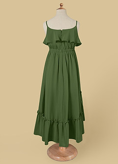 Azazie Karmen Blumenmädchenkleider A-Linie Gestreift Chiffon Kleid Olivgrün image7