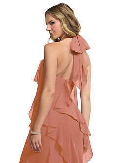 Azazie Velma Robes de demoiselle d'honneur Robe Trapèze en Mousseline de soie Fente Latérale Mai Tai image5