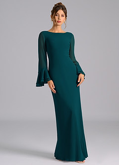 Azazie Leone Bridesmaid Dresses Pine Mermaid Corset Chiffon Dress image4