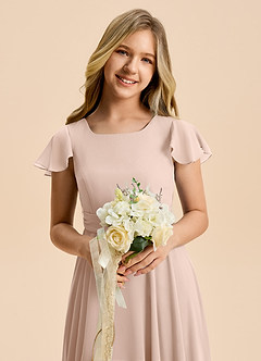 Azazie Cady Junior English Rose A-Line Pleated Chiffon Dress image8