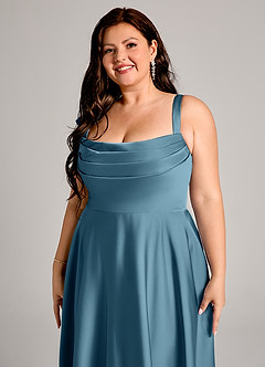 Azazie Shaude Robes de demoiselle d'honneur Robe Trapèze en Satin extensible Plissée Bermude image9